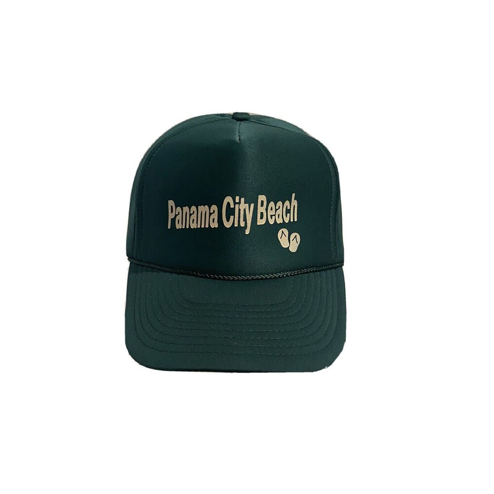 VTG Panama City Beach Florida Green Foam SnapBack Hat Cap Rope Nissun New NOS